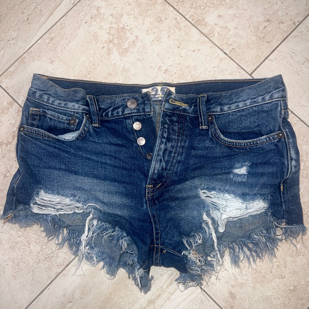 Free people distressed denim shorts, button fly
